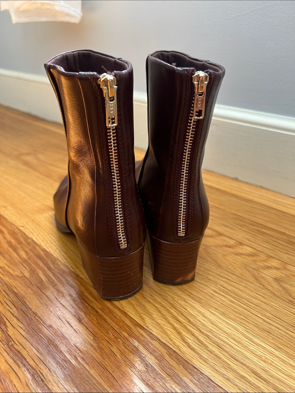 BareTraps Dark Brown Leather Back-Zip Ankle Booties